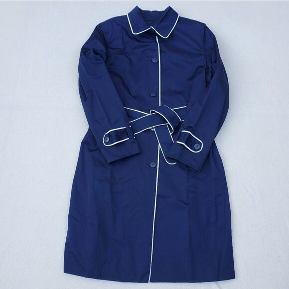 Jaclyn Smith Navy Blue and White Trench Coat - Picture 6 of 14